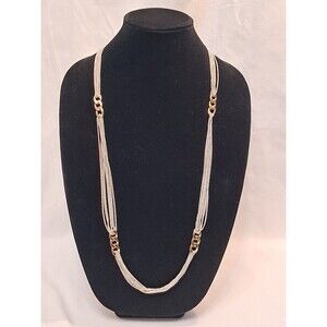 NEW Premier Designs Multi Strand Silver& Chunky Gold Curb Chain Necklace 35-38"